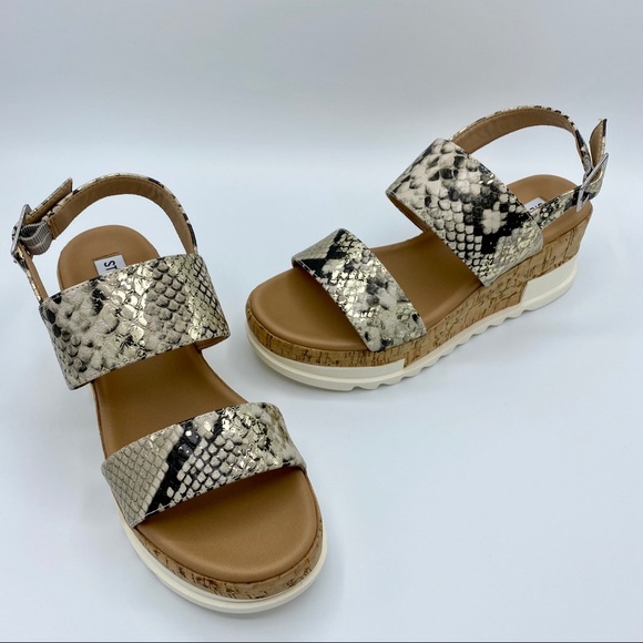Steve Madden Shoes - Steve Madden Gold Snake Brenda Wedge Sandal